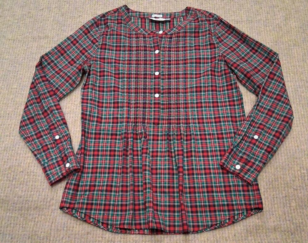 Vineyard vines women Sz 6 cotton cashmere button holiday shirt red plaid small